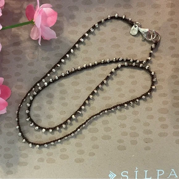 Silpada Silk Cord with Sterling Silver Beads Necklace N2107 RARE - Picture 9 of 13